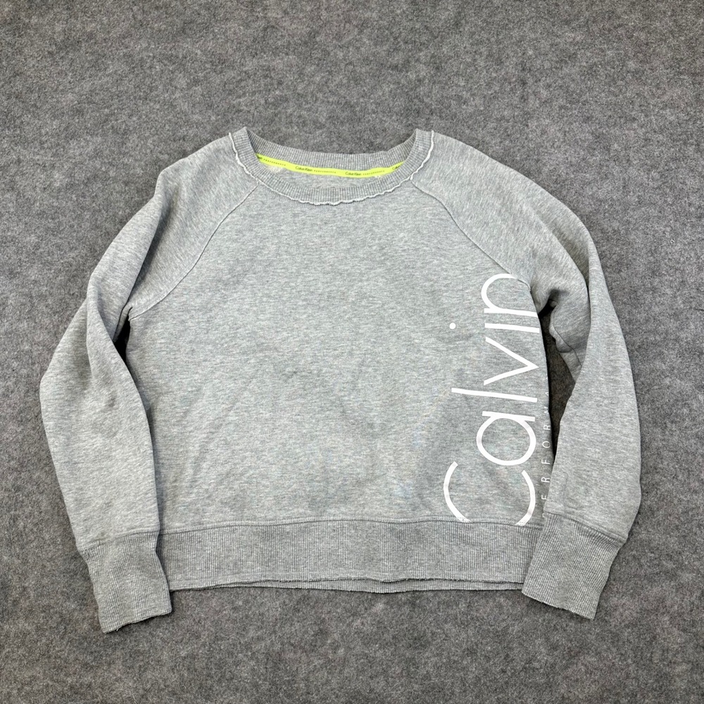 Calvin‎ Klein Sweatshirt Womens M Gray Logo Performance Activewear Pullover Top